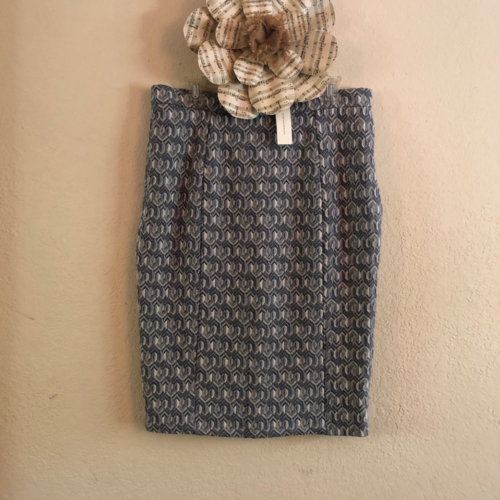 Anthropologie blue motif Pencil skirt by Maeve NWT